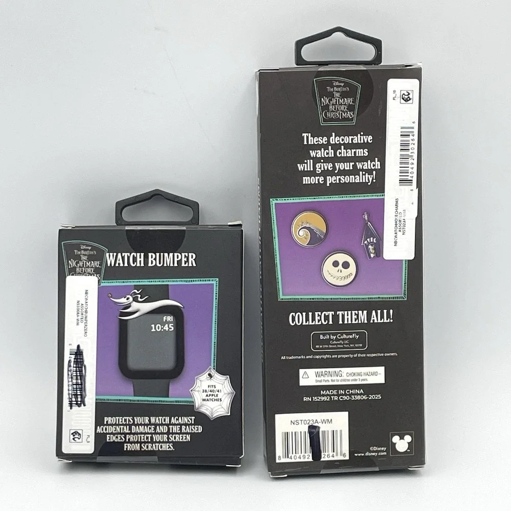 New Disney Nightmare Before Christmas Apple Watch Bumper & 3 Charm Set NIB
